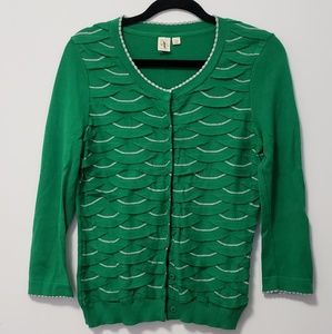 Anthropologie Kelly Green Scallop Sweater
